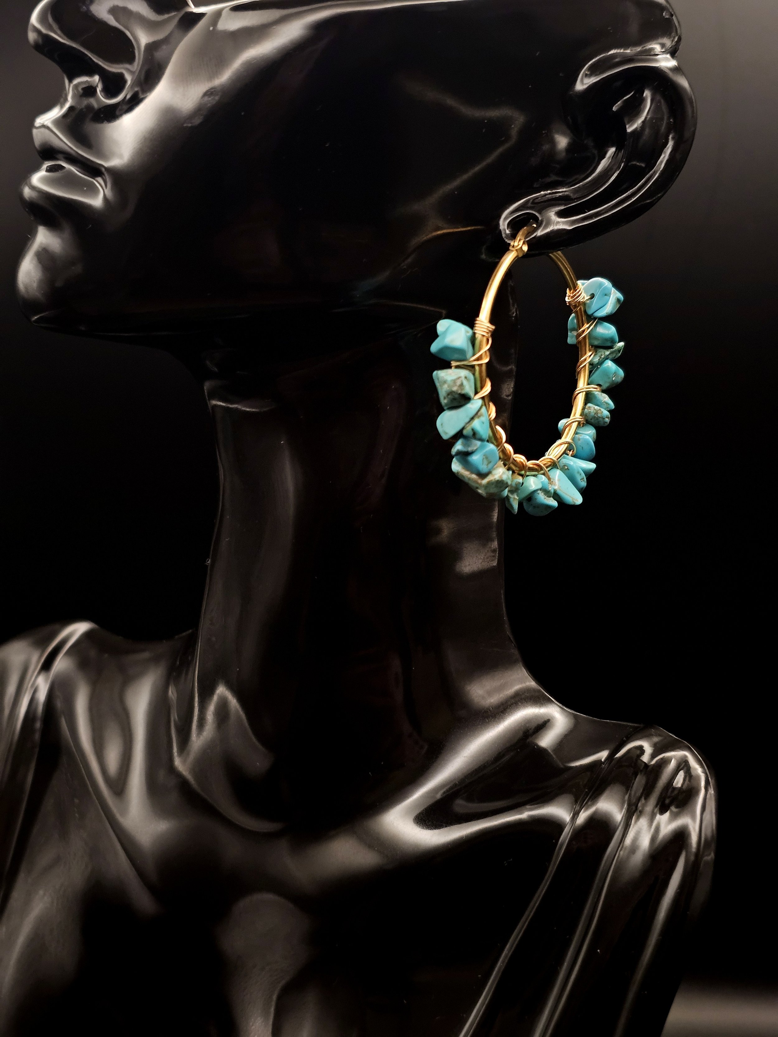 Golden Turquoise Hoops