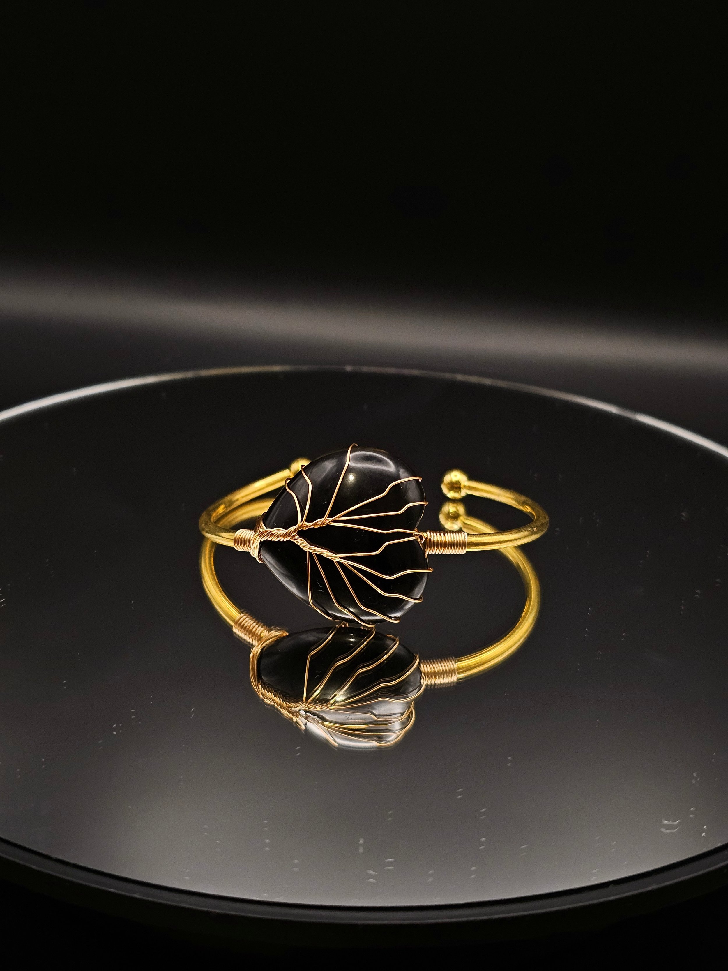 Obsidian Heart Bangle