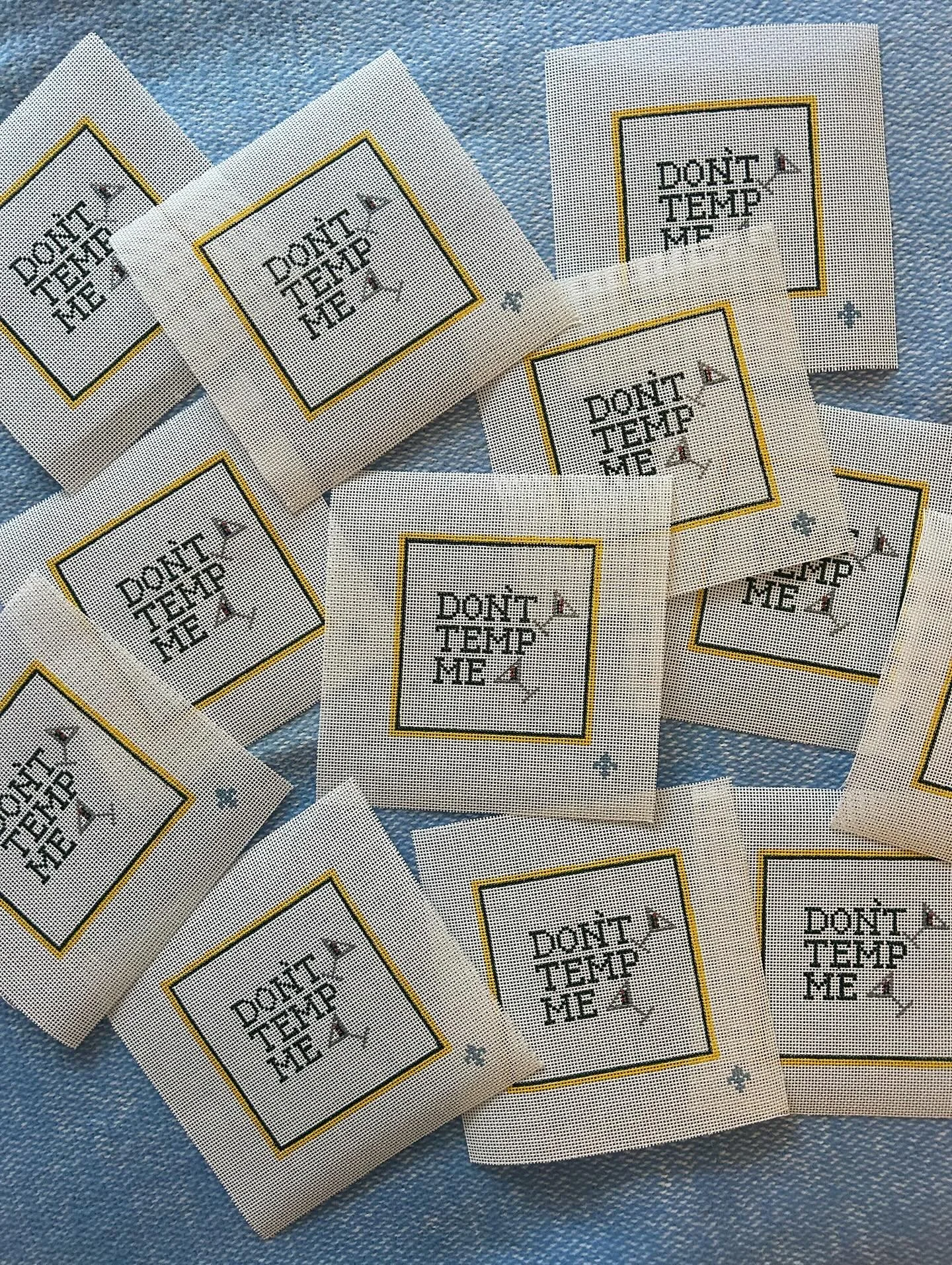 New Canvas ‼️ Don&rsquo;t Temp Me 🍸✨🫒 the perfect coaster set or ornament for one of my favorite spots on island! Coming soon to @grandestitches 💚