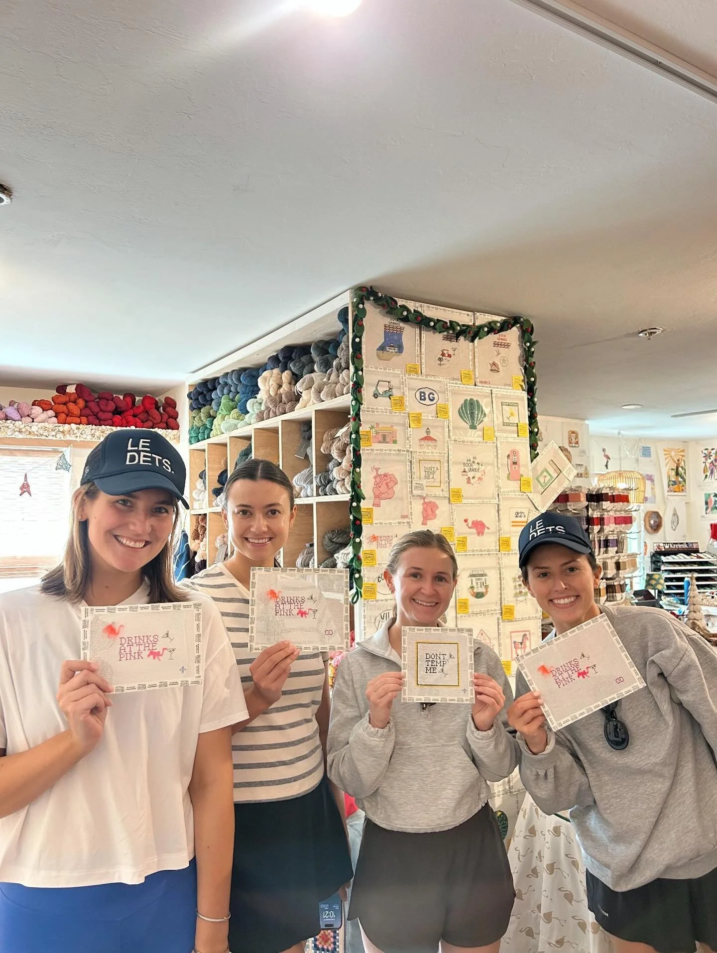 Bridesmaid shopping sesh to @grandestitches! Had so much showing the girlies my designs in one of my favorite shops on island!! Wedding weekend must do! 🤍💒 so special!!