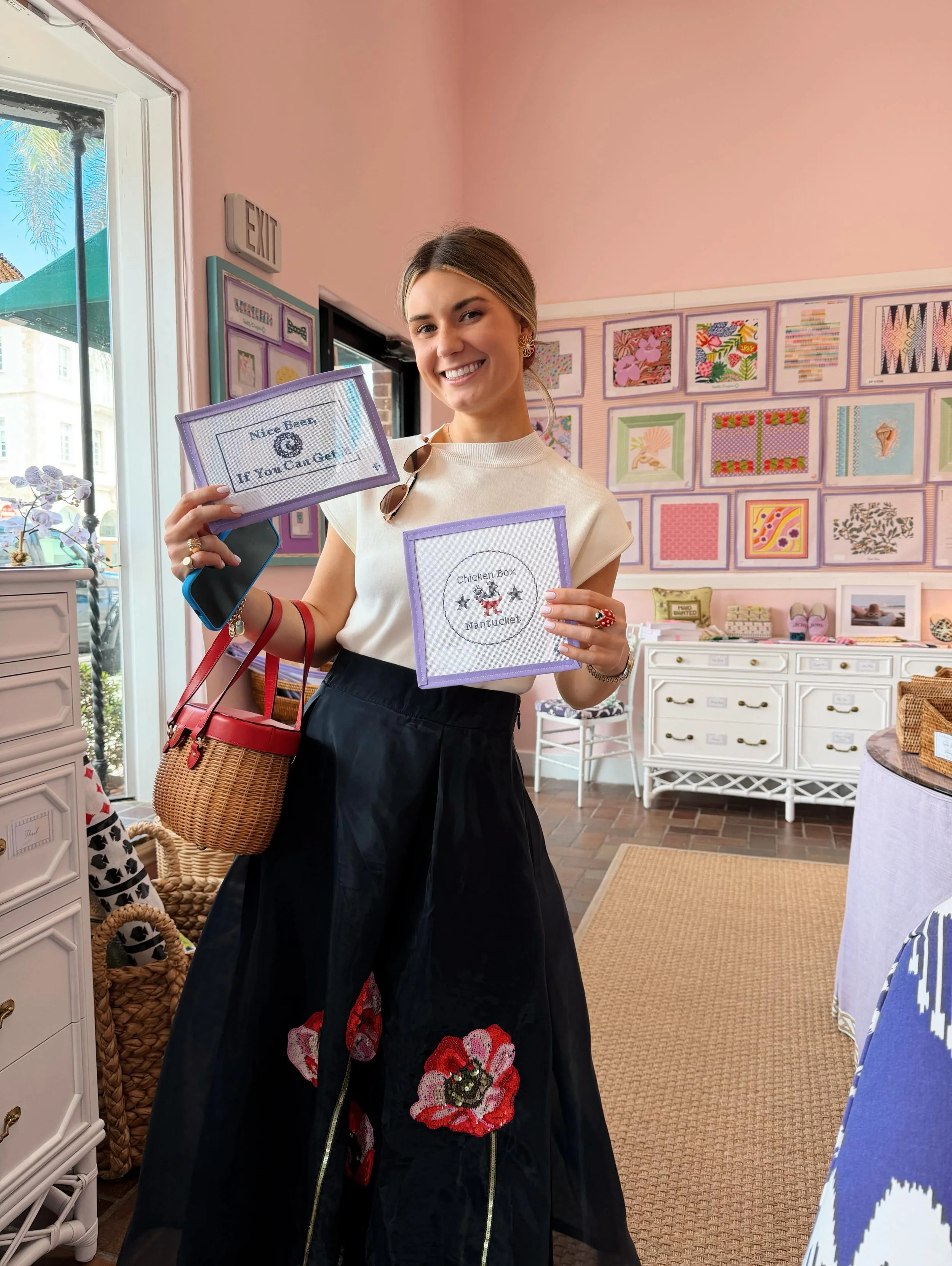 from Palm Beach to Georgetown&hellip;.fun spring sip &amp; stitch hosted by @isabelleredfield 💕🪡🥂