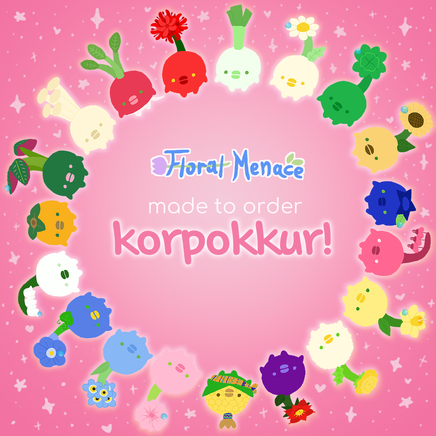 Made to Order Custom Korpokkur FFXIV Plush Handmade — Floral Menace
