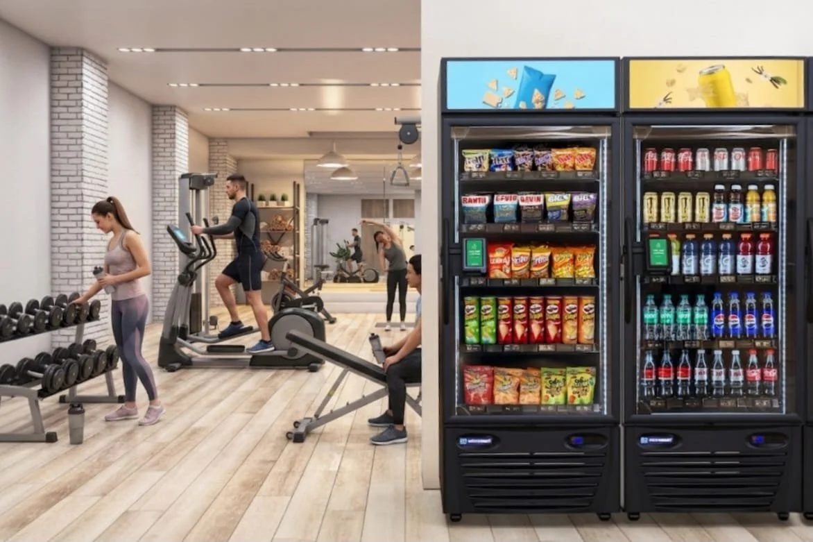Custom snack and drink vending machines for fitness centers in Northeast Florida with healthy options and real-time inventory tracking.