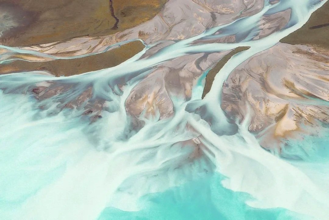 River braids near Lake Tekapo, New Zealand
