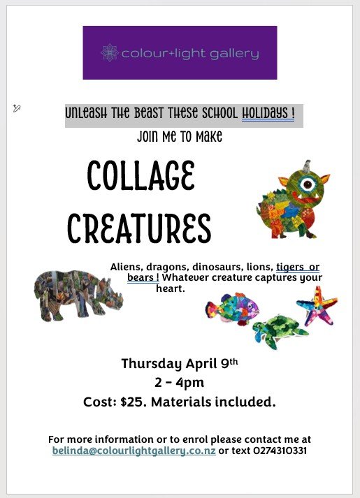 School Holiday Collage Creatures Class