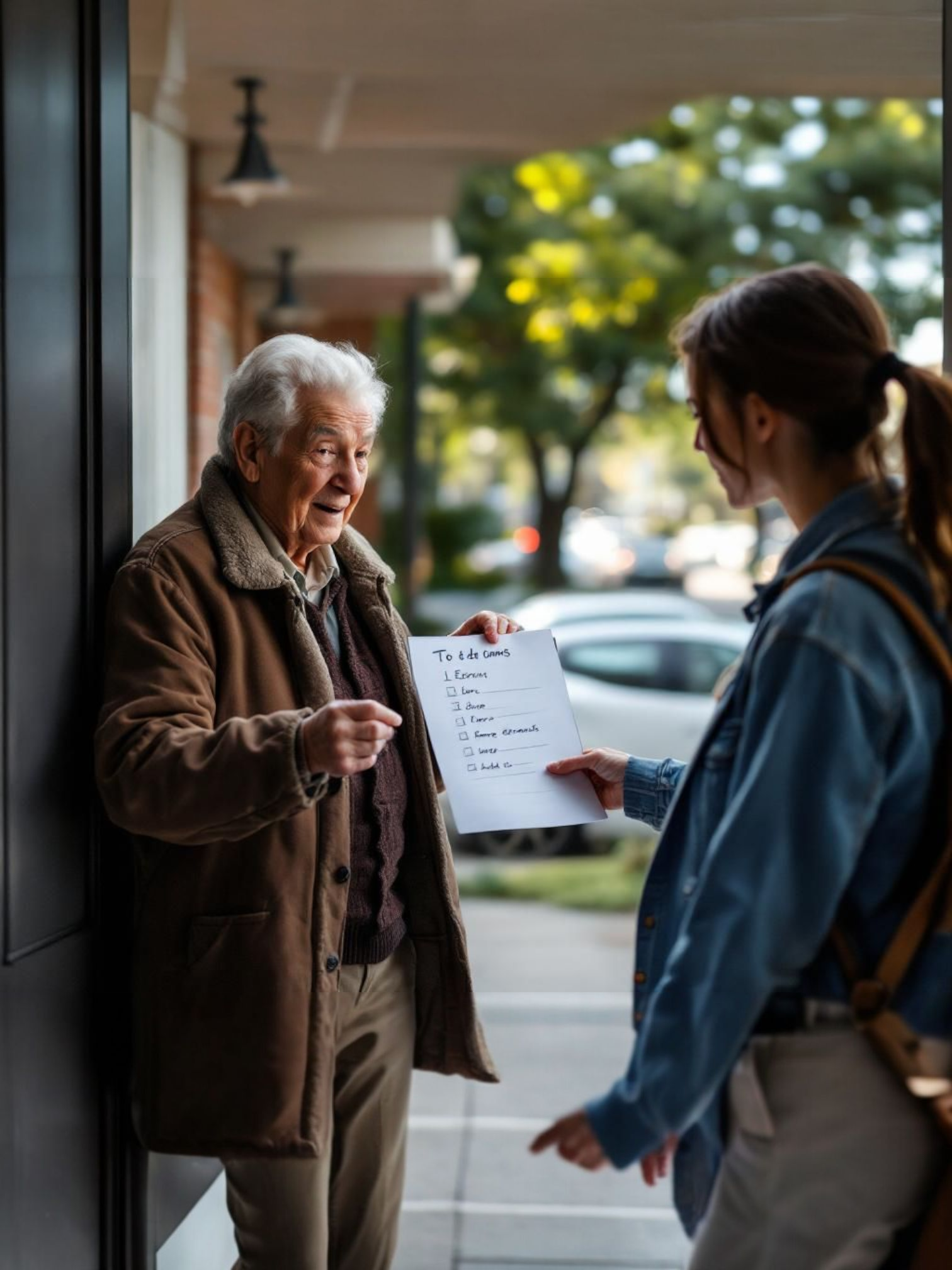 Older adult receiving assistance while grocery shopping