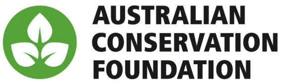 Australian Conservation Foundation logo with a green circle featuring a stylized white leaf and the organization's name in black text.