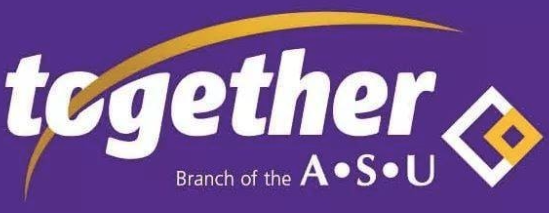 Logo of the Together branch of the A.S.U. with purple background and white text.