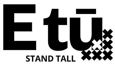 E tu logo reading 'E tu' in bold black letters, the phrase 'STAND TALL' underneath, and a pattern of small black dots forming a triangle pointing downward.
