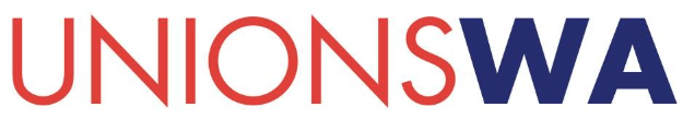UnionsWA text logo reading 'UNIONS WA' in red and blue.