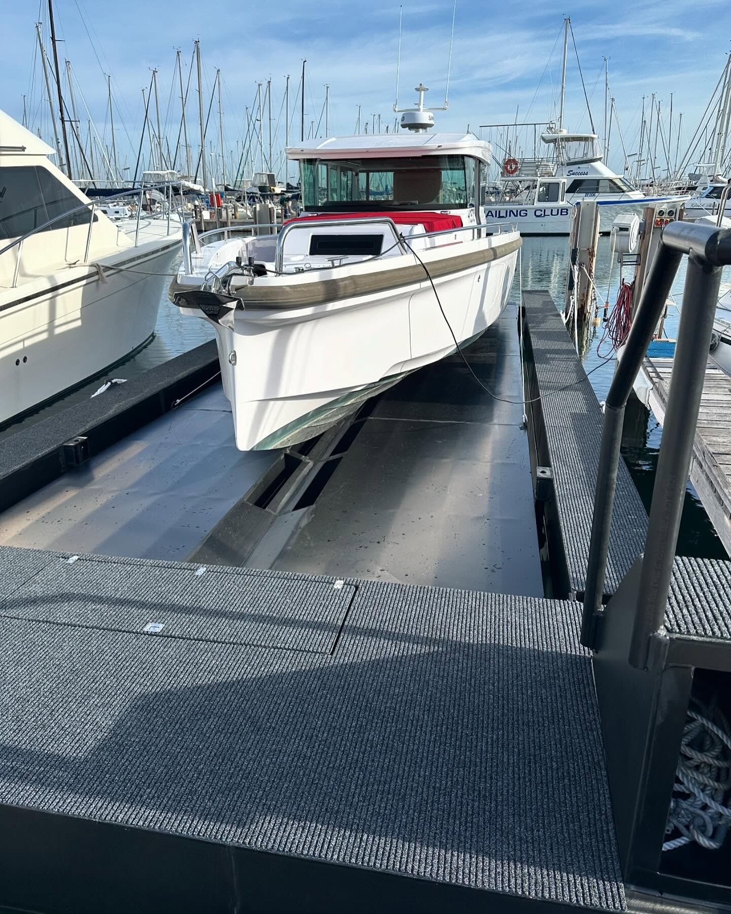 Perfect time to get your boat out of the water with Elite Docking Solutions air Dock system. 37 Axopar high and dry for the winter, stair access to the dock, full walkway access walkway to your boat and under deck storage. Building out of Perth and Q