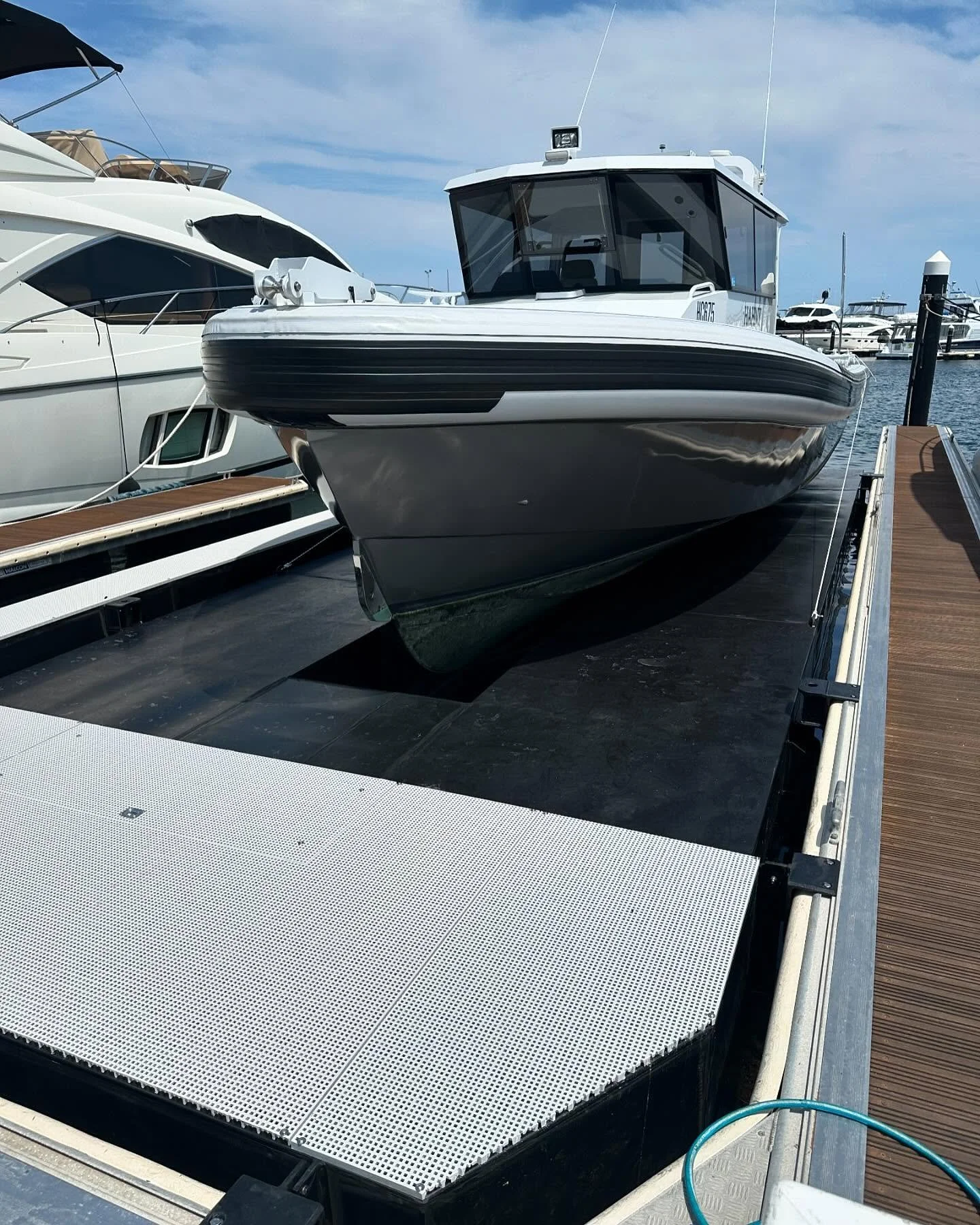 Perfect fit for this 10m jet boat. Elite Docking Solutions ability to customize your dock to fit any location makes use and access a breeze. Protect your investment keeping it dry, clean and ready to go at anytime.  #elitedockingsolutions
#elitedocks