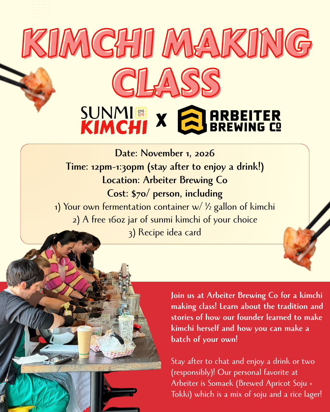 Kimchi Making Class at Arbeiter Brewing Co