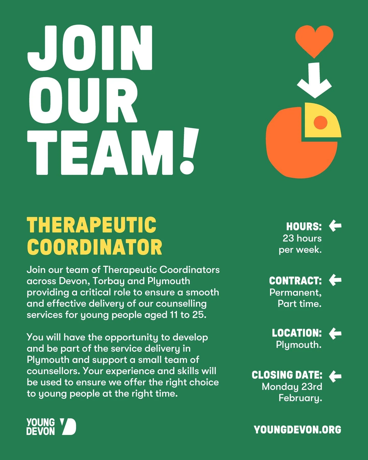 We&rsquo;re Hiring!

Are you passionate about supporting young people&rsquo;s mental health and wellbeing? Join our team of Therapeutic Coordinators in Plymouth and play a vital role in delivering life changing counselling services for young people a