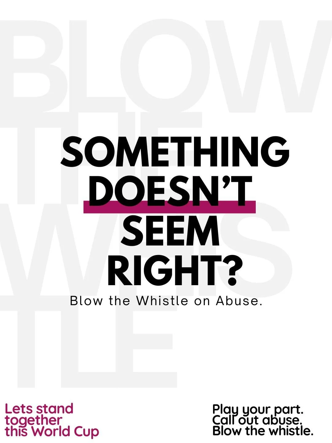 Abuse is never okay.

Every young person deserves to feel safe, respected, and heard, whether they're at home, online, in their community, or at a sporting event.

That's why we're proud to support #BlowTheWhistle and stand alongside organisations wo