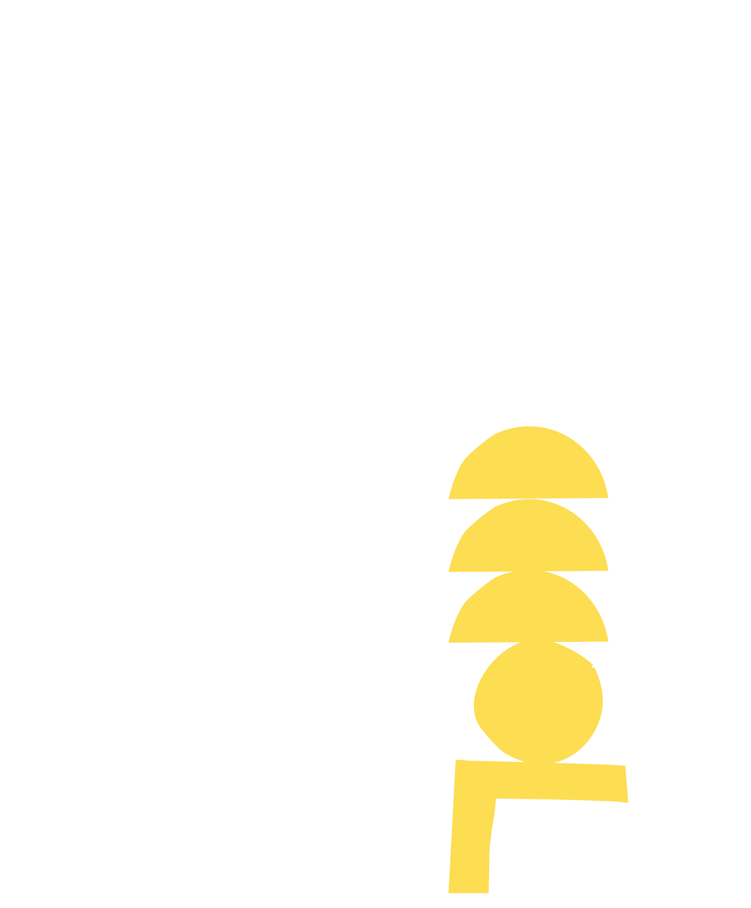Abstract geometric image with black, white, and yellow shapes, including circles, squares, semi-circles, and speech bubble.