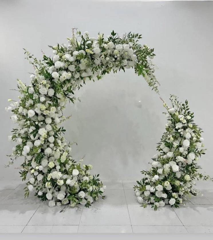 Green and white split floral and foliage luxury wedding rch/backdrop