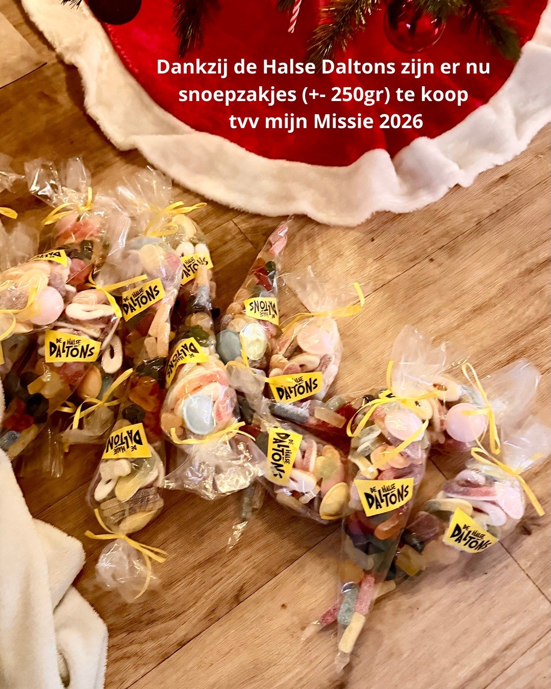Met veel trots kan ik dankzij @de.halse.daltons  snoepzakjes van ongeveer 250 gram verkopen ten voordele van Missie2026.
Deze fondsenwerving maakt deel uit van mijn voorbereiding op de Marathon des Sables: 120 km lopen door de woestijn van Jordani&eu