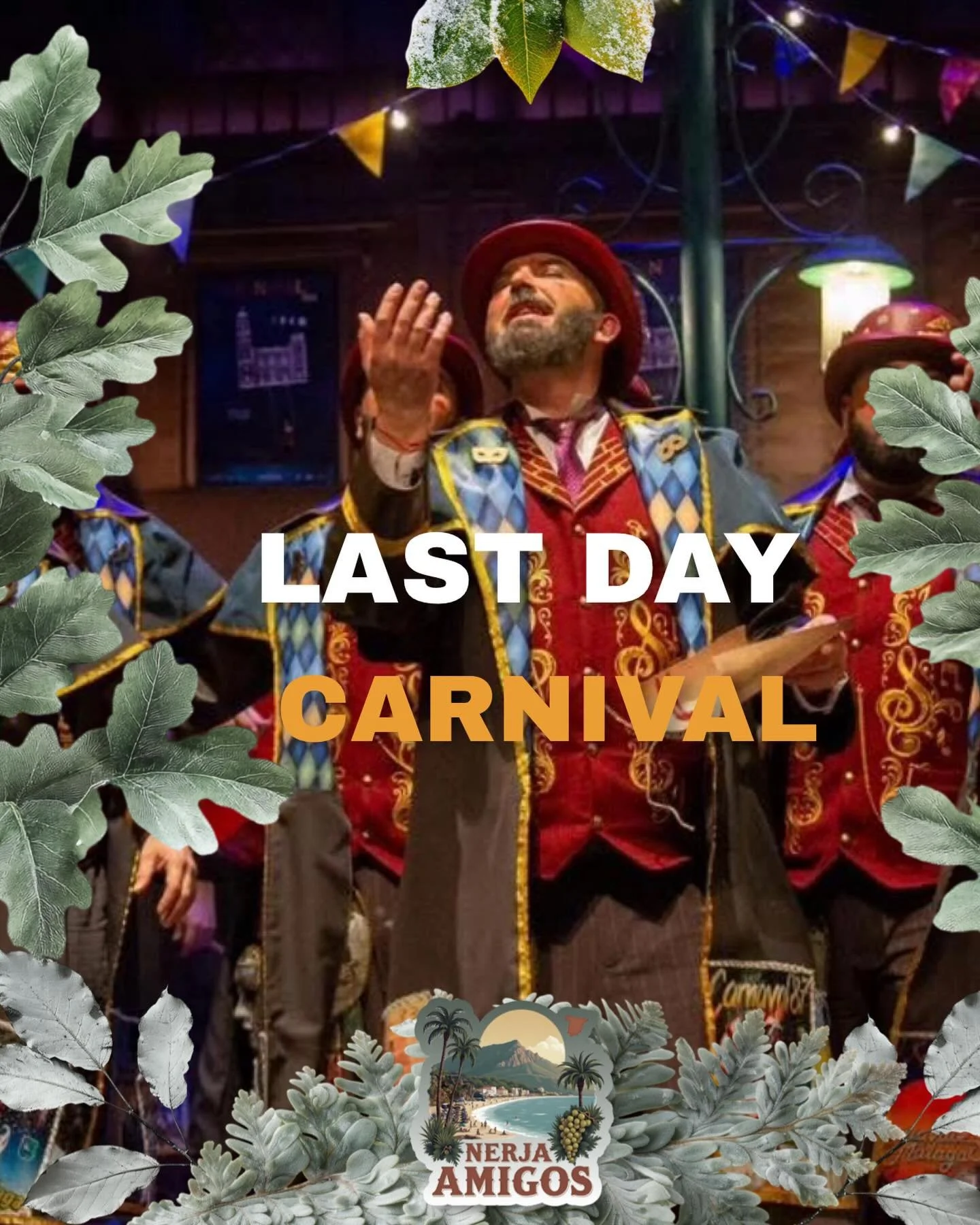 🎭✨ This Sunday, Nerja will close Carnival in spectacular style! ✨🎭

We&rsquo;ll enjoy the M&aacute;laga comparsa &ldquo;El Asesino de Comparsistas&rdquo; performing through the streets of our town &mdash; winners of the 🥈 Second Prize in the Offic