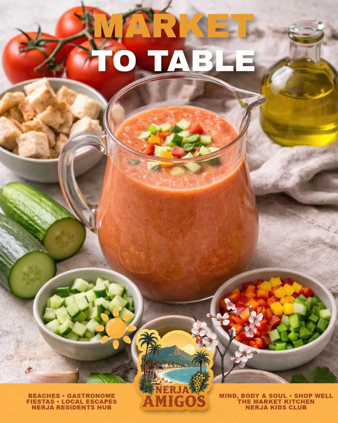 🍅 🥒 Don&rsquo;t forget Local Market Today&hellip; 

From Tuesday&rsquo;s Nerja market, with its fresh tomatoes, cucumber, garden vegetables, and olive oils to a cooling gazpacho or rich salmorejo at home, this is the taste of local living. 🍅 🫒 

