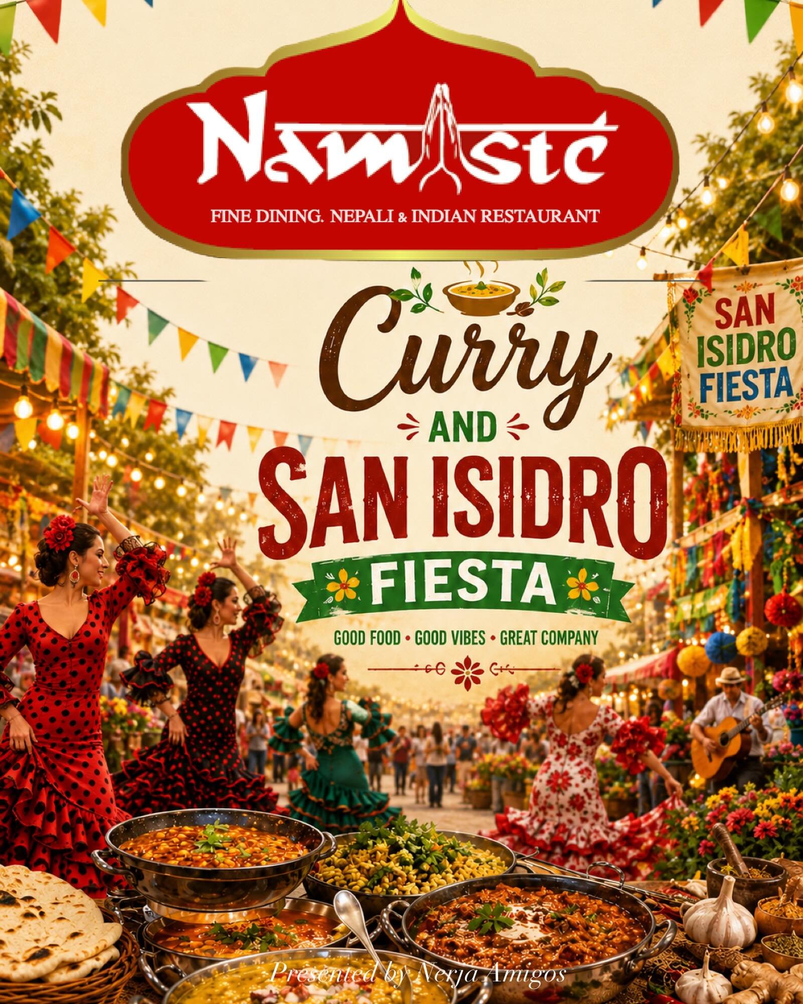 Flamenco dresses, fiesta lights, colourful streets&hellip; and the rich aromas of curry in the air 🌶️💃

This San Isidro, why not add a little spice to the celebrations? 🍛 

From comforting classics to vibrant flavours, Namaste Nepali &amp; Indian 