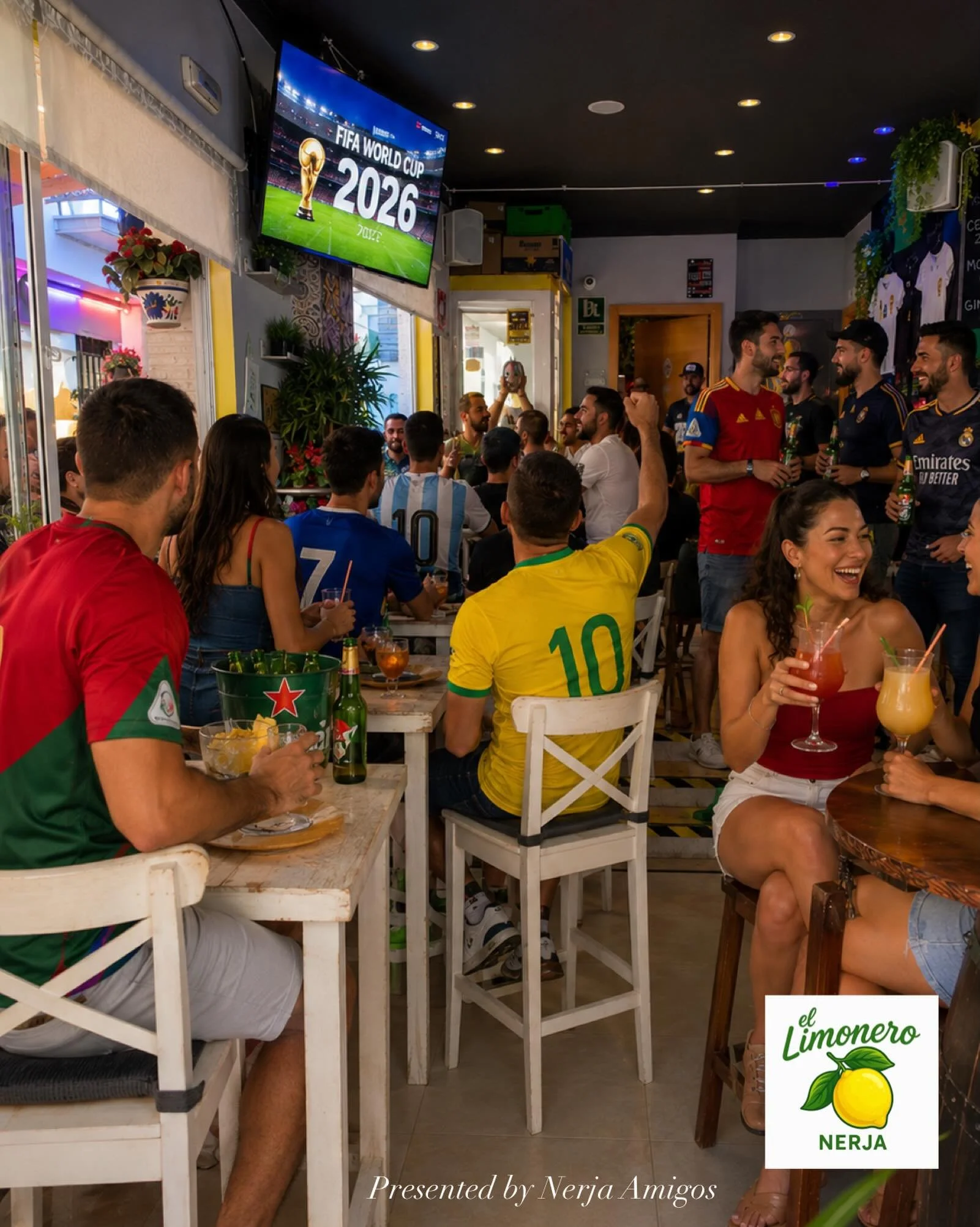 ⚽🌍🍻 FIFA World Cup is here!

Looking for the perfect place to catch the action in Nerja? Head to @barlimonero 🍋 - grab a cold drink, soak up the atmosphere, and enjoy the matches on the big screen with fellow football fans.⚽️ 

Not a football fan?