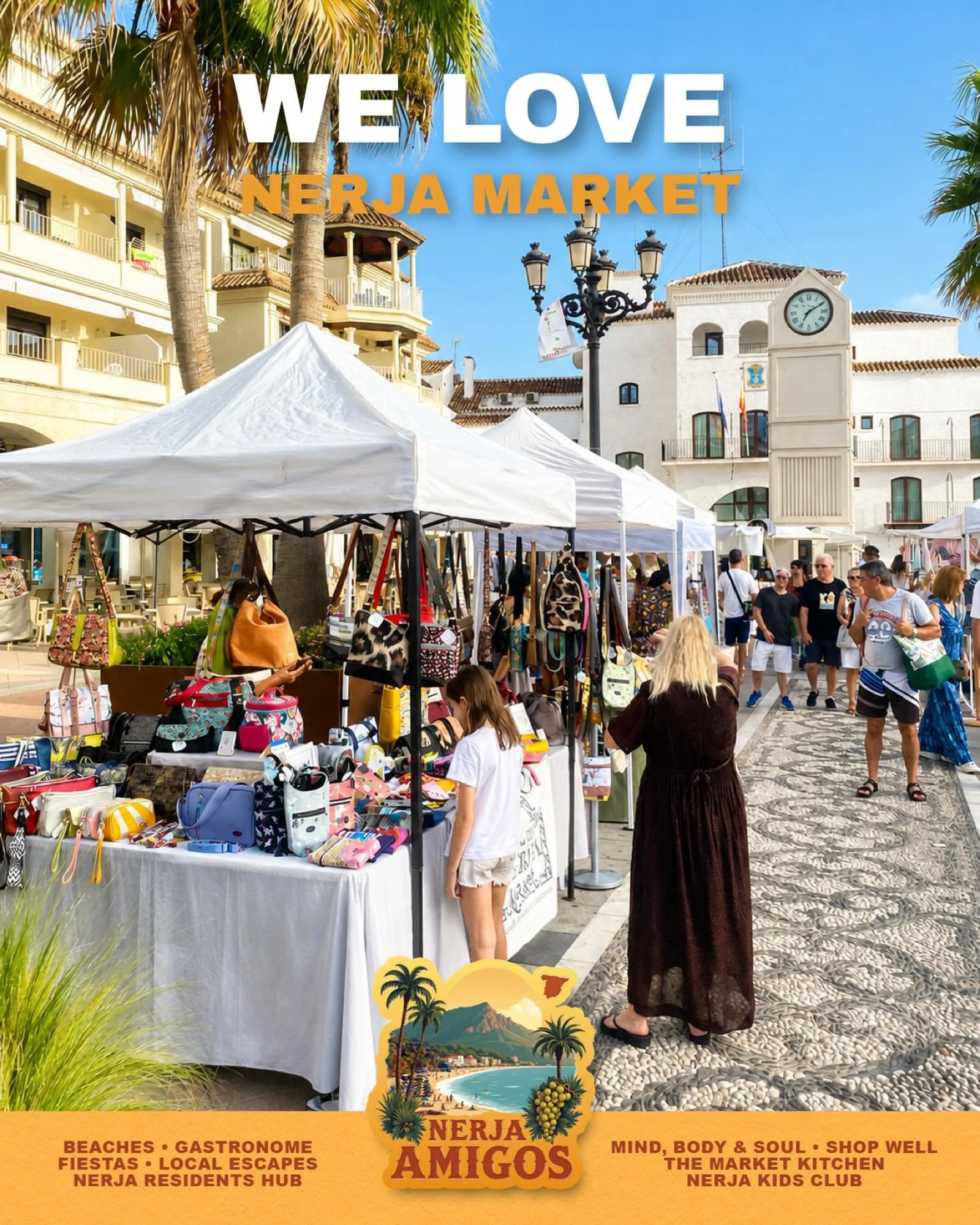 🛍️☀️ We Love Nerja Market returns on Saturday 6 June and Saturday 13 June. 

Bringing together local crafts, handmade gifts, unique finds, artisan products, and a wonderful community atmosphere. 

Will you discover your next favourite treasure? 🌴✨?