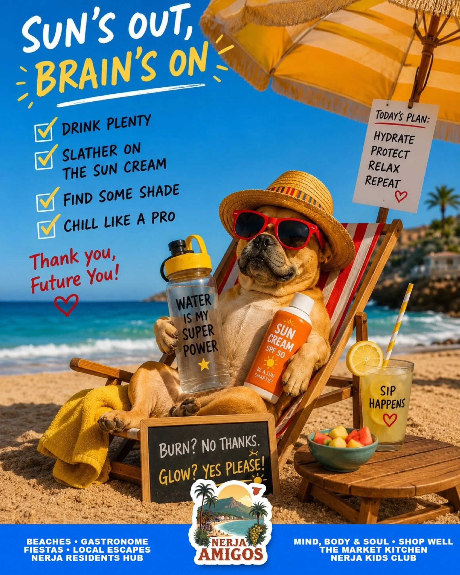 Summer in Nerja is beautiful ☀️☀️☀️

But the heat can be intense. Discover simple self-care tips to help you stay cool, healthy and make the most of the season. Here in the link&hellip;https://www.nerjaamigos.com/mindbodysoul/selfcaretips