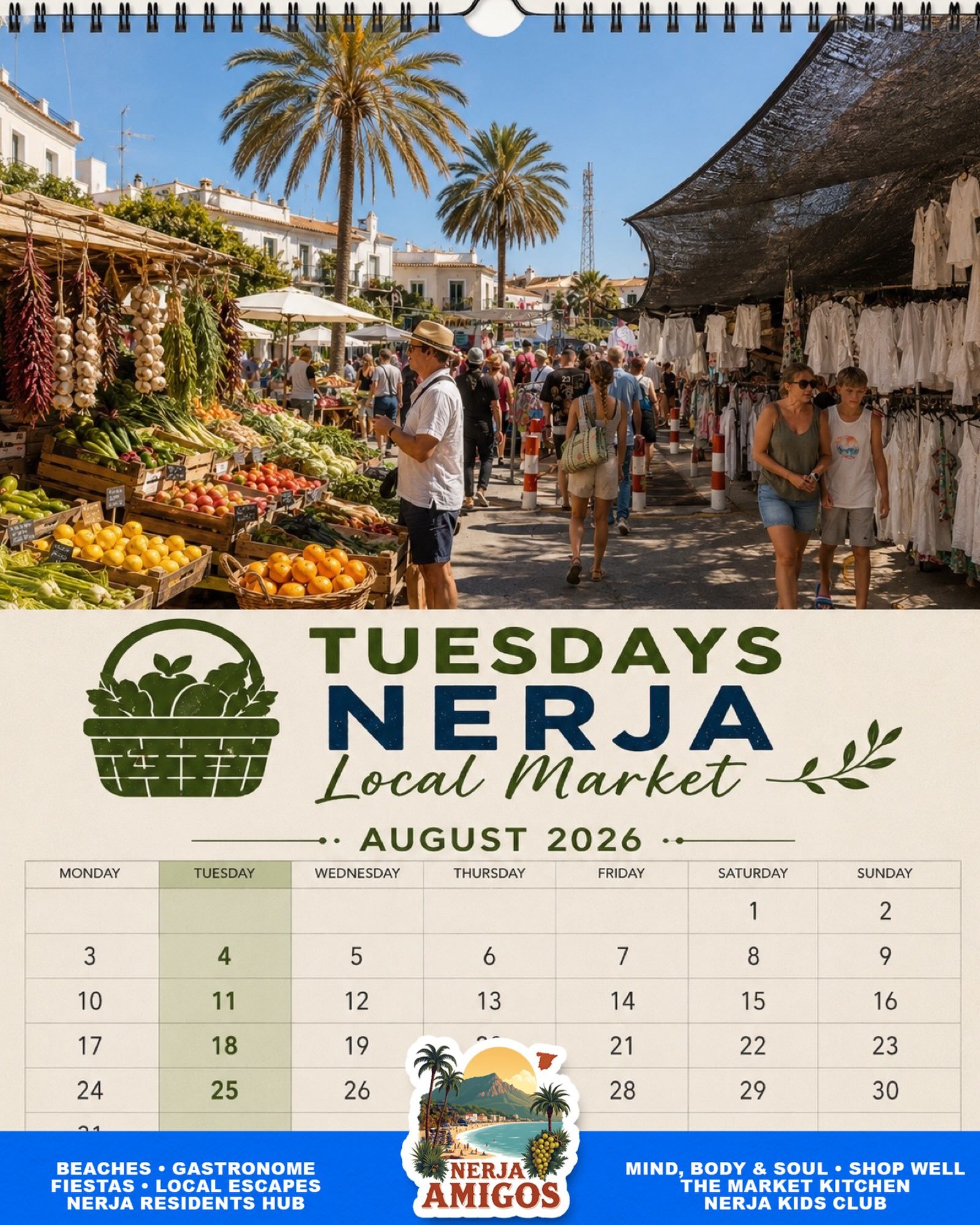 Have you explored Nerja&rsquo;s Tuesday Market? 🛍️☀️

From fresh fruit and vegetables 🍊🍅 to clothes, accessories and those unexpected little finds, there&rsquo;s always something to browse.

Are you a frequent visitor? 
What do you usually come ho