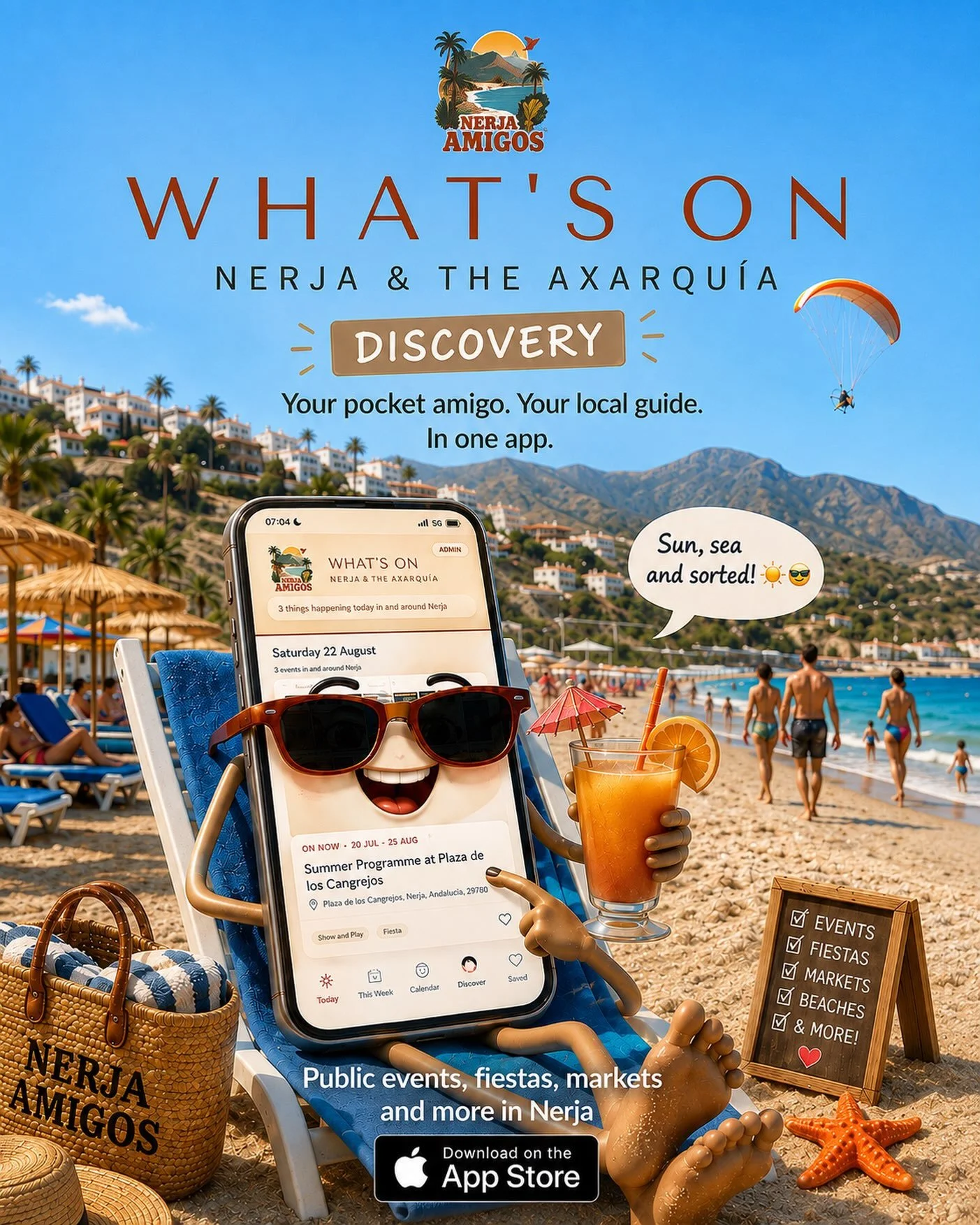 📱 NOW YOU CAN DOWNLOAD NERJA AMIGOS!

Today marks ONE YEAR OF NERJA AMIGOS 🥳and what better way to celebrate our first anniversary than by launching our very own mobile app! 📲

The Nerja Amigos app is now available for iPhones on the Apple App Sto