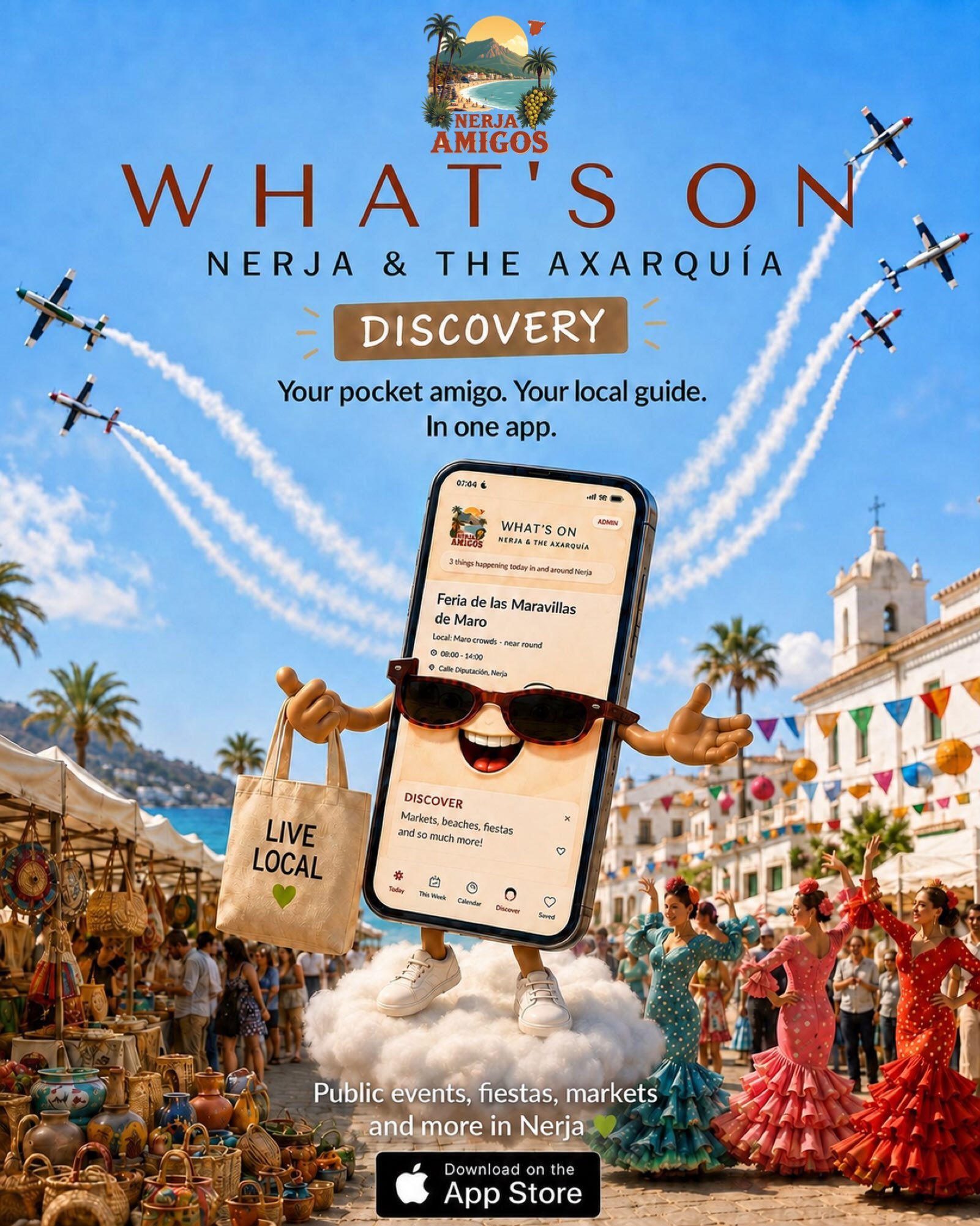 What&rsquo;s on this week in Nerja &amp; the Axarqu&iacute;a?

🛍️ Local and artisan markets
🎤 Flamenco singing competition
💃 Feria de las Maravillas in Maro
✈️ Torre del Mar Air Show
🥣 Ajoblanco Festival in Alm&aacute;char
🤝 Community gathering 