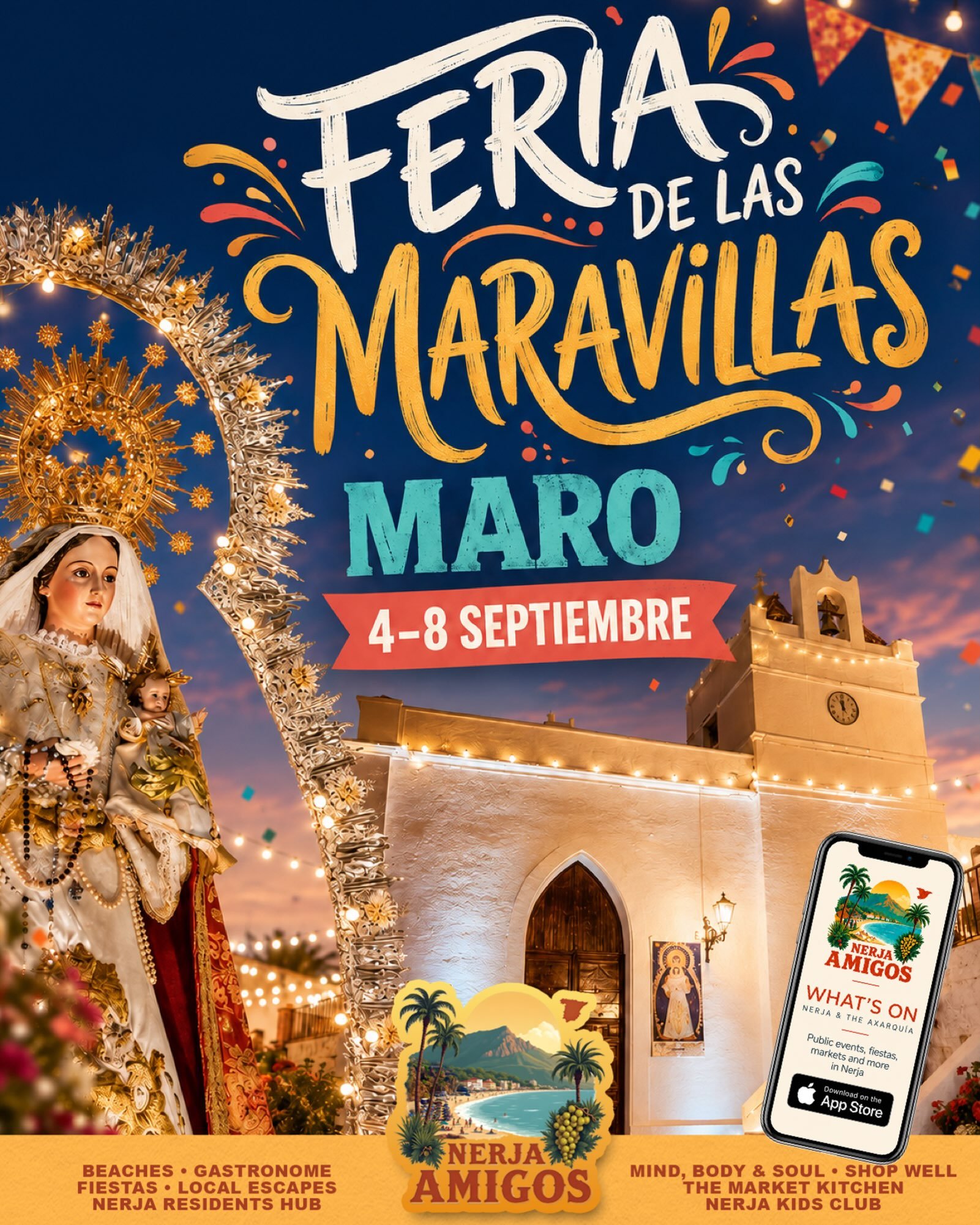 Ready for a little village with a BIG fiesta? 💃🕺🎉

Maro&rsquo;s Feria de las Maravillas is bringing the party! 🥳 This weekend 4th - 8th of September 🎉

🎶 Live music &amp; late-night dancing
🥘 Paella &amp; fiesta flavours
🐎 Horses &amp; colour