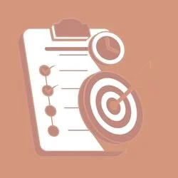 Un clip con una lista y un objetivo en el centro, que simboliza planificación y metas.