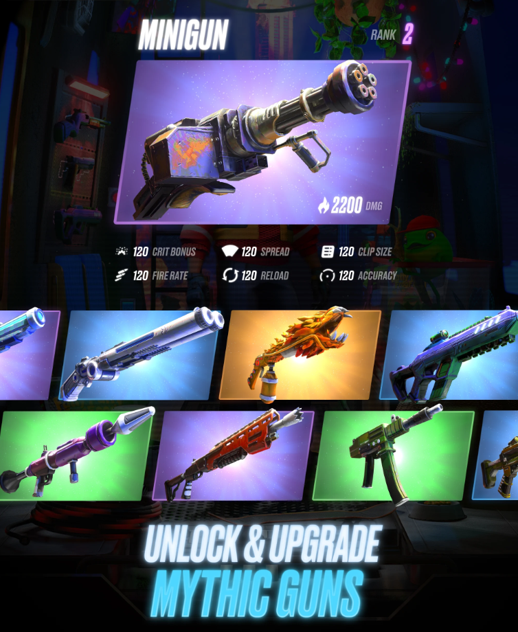 Upgrade your guns, gear, health, and mutated pets