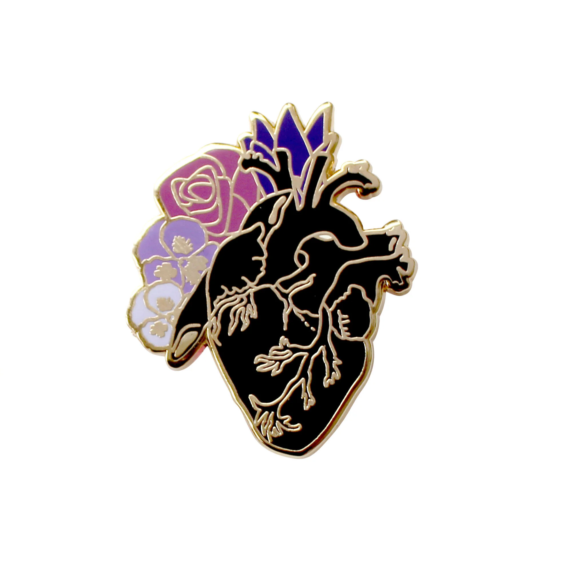 black heart enamel pin