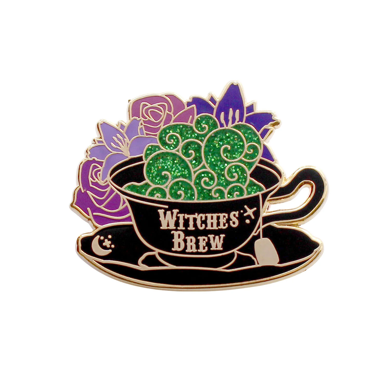 witchy tea enamel pin