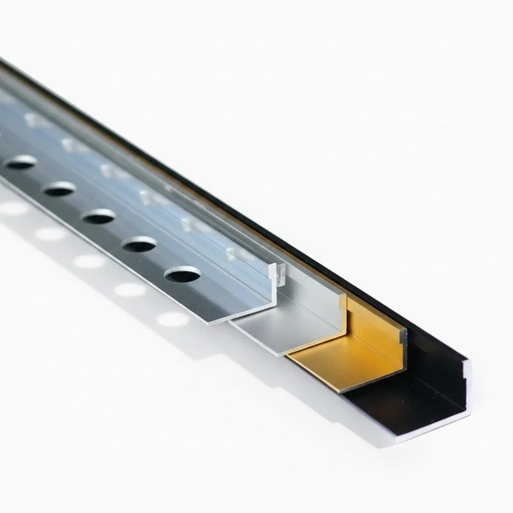 aluminium anodised trims and angles 11mm and 12mm gold silver black