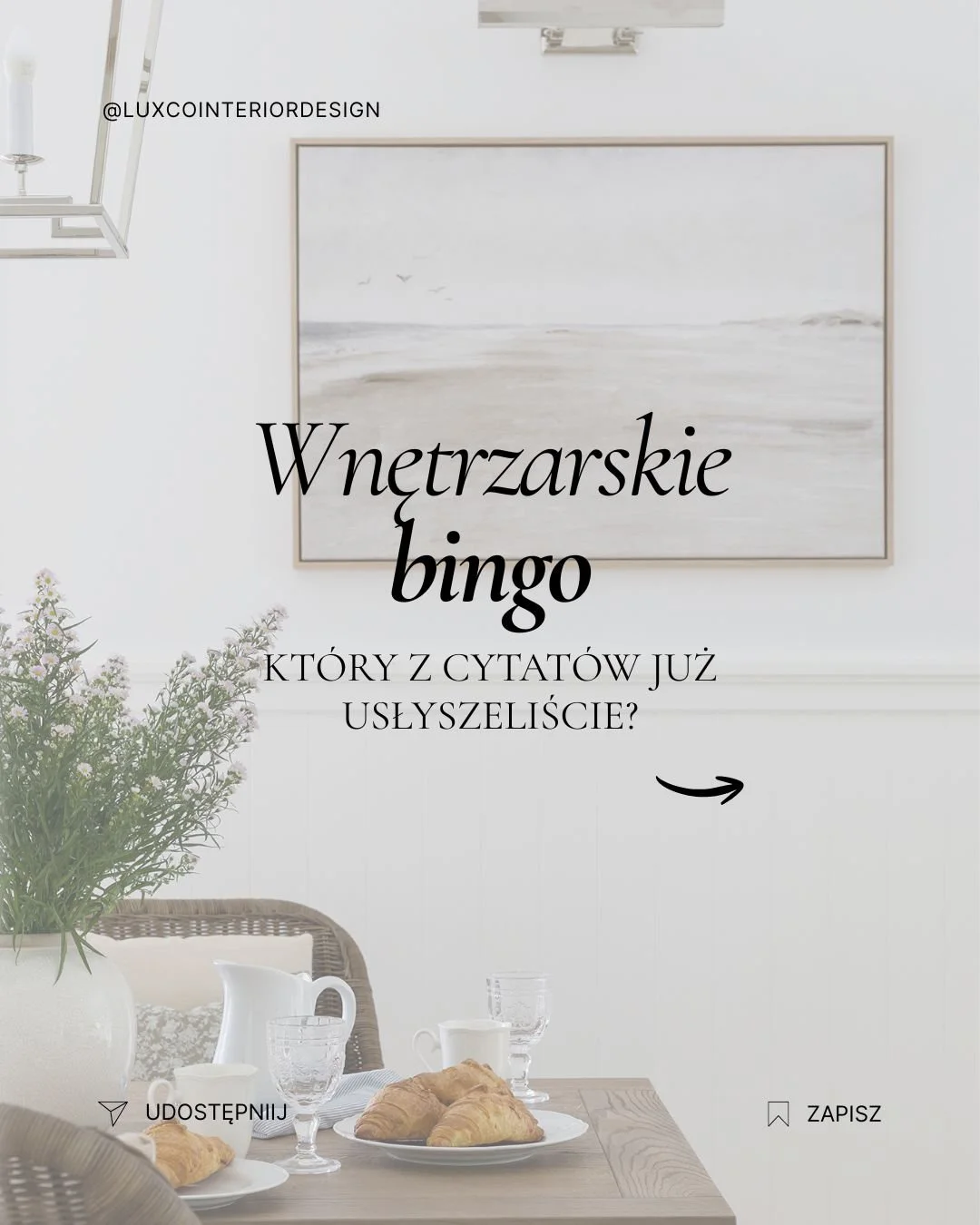 Święta przy stole to nie tylko pierogi i makowiec, ale też teksty, kt&oacute;re każdy urządzający dom zna na pamięć 😉

Nasz faworyt: &bdquo;No najważniejsze, że Wam się podoba.&rdquo;

Zebraliśmy je w jedno wnętrzarskie bingo, bo wiemy, że te pytani