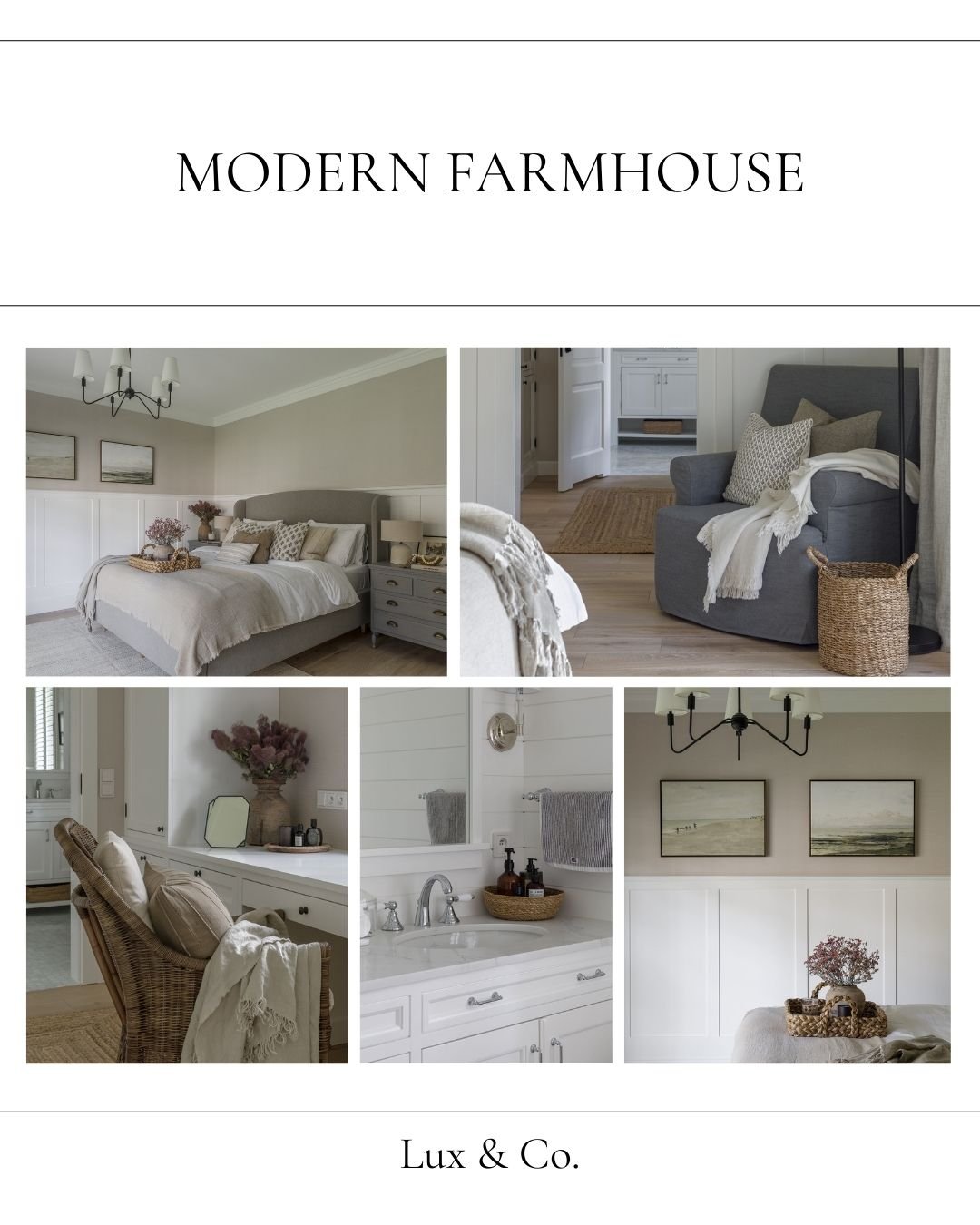 Styl modern farmhouse to połączenie domowego ciepła z prostą, wsp&oacute;łczesną formą.

To styl oparty na jasnej, neutralnej palecie barw, naturalnych materiałach, takich jak drewno, kamień czy len, oraz wyraźnych, ale spokojnych detalach. 

Modern 