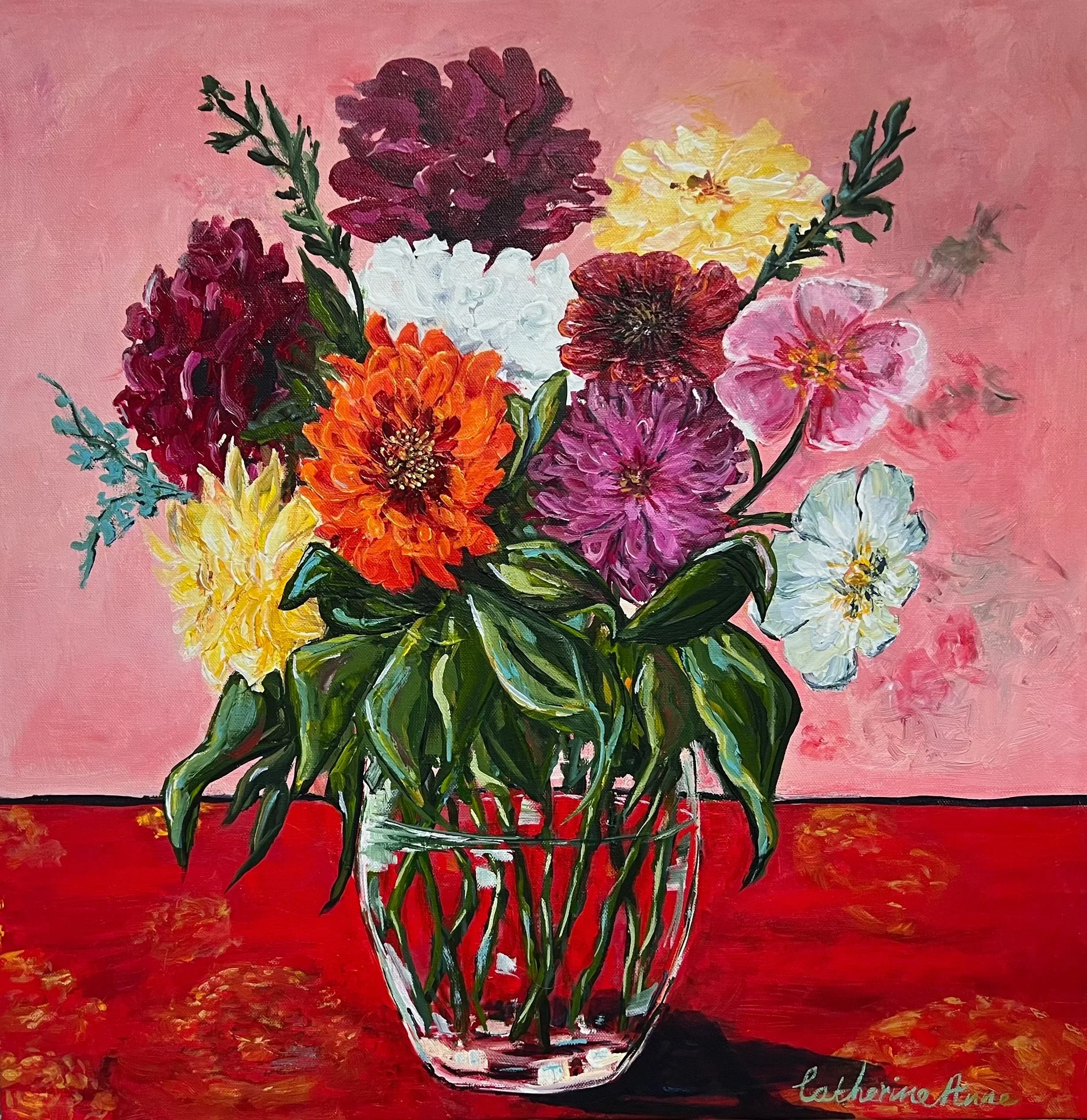 Hot House Blooms | 61 cm x 61 cm | Acrylic on canvas | SOLD