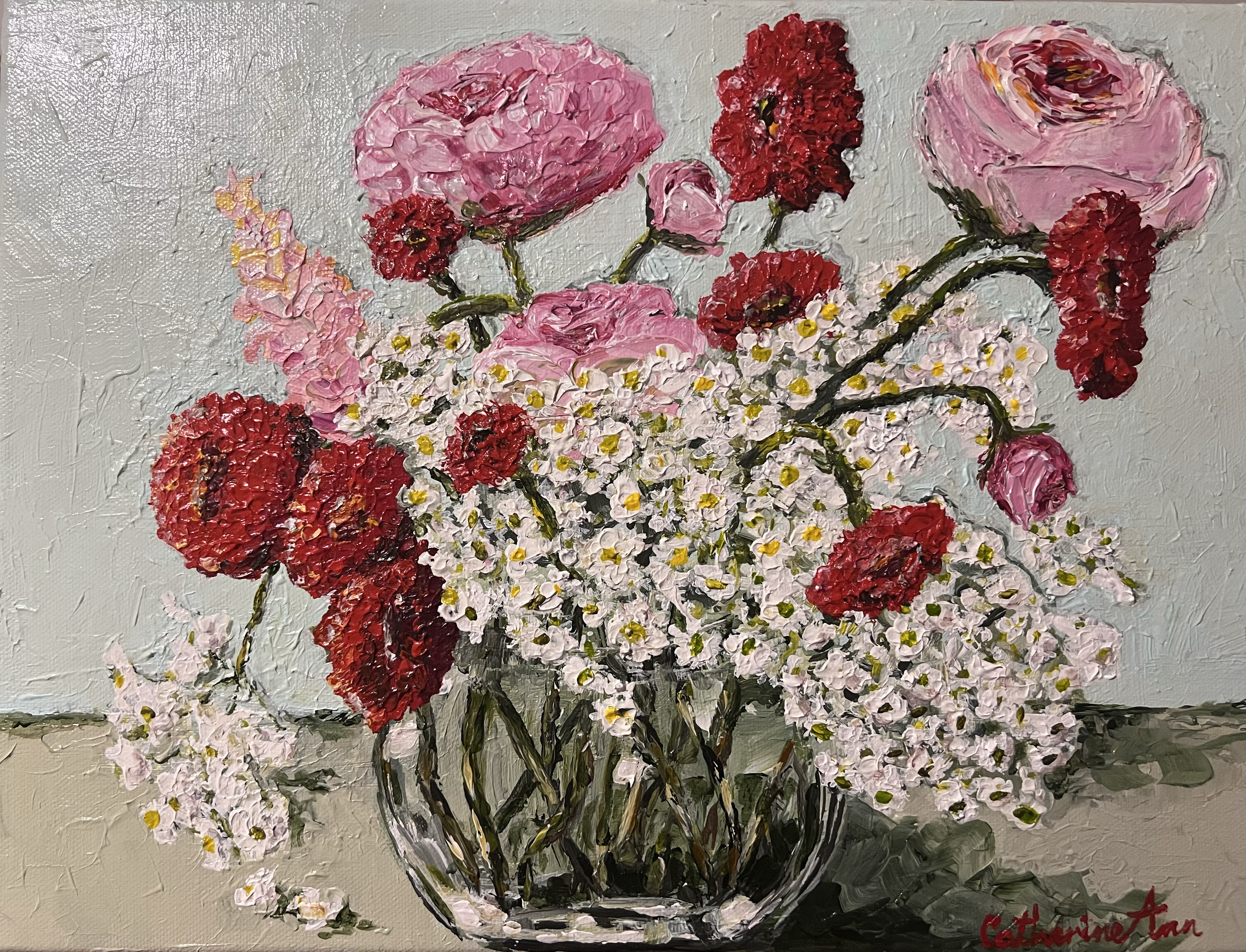 Flowers in Glass Vase | Acrylic | 30cm x 40cm | SOLD