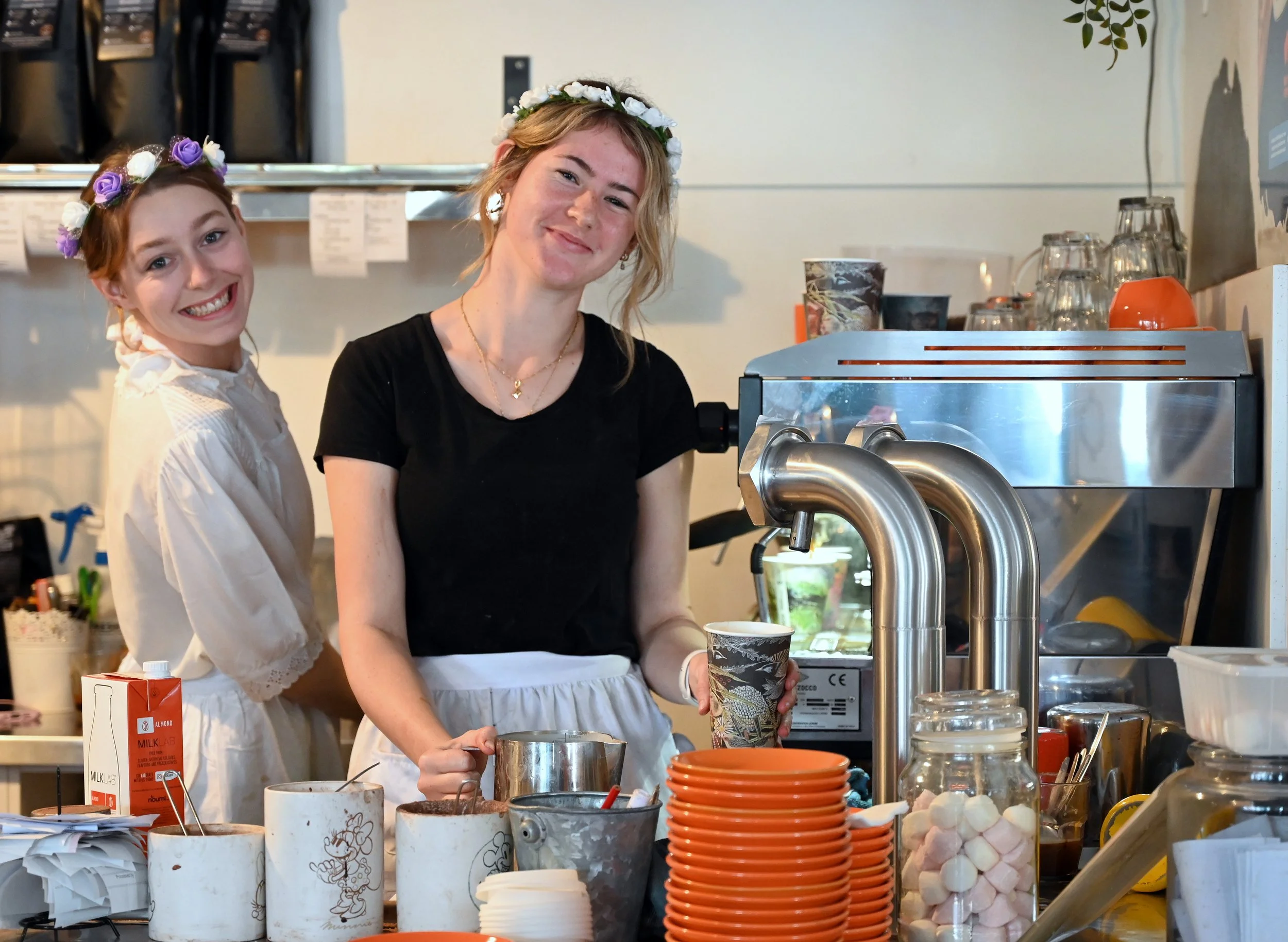 Kernewek Lowender - Cornish Festival held every two years in May, staff dressed for the occasion