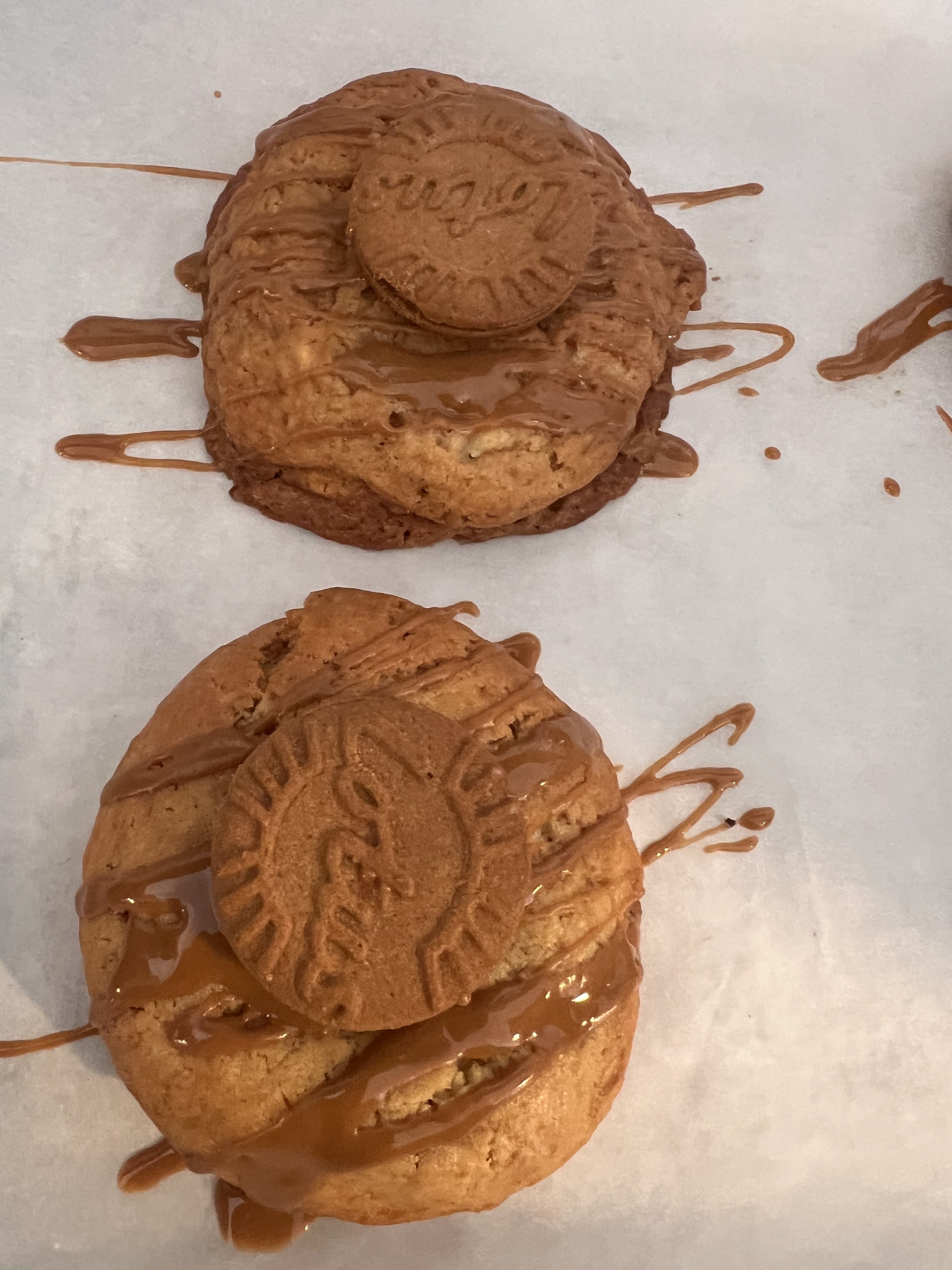 A selection of house made super sized cookies - Biscoff - Nutella - White chocolate & macadamia 