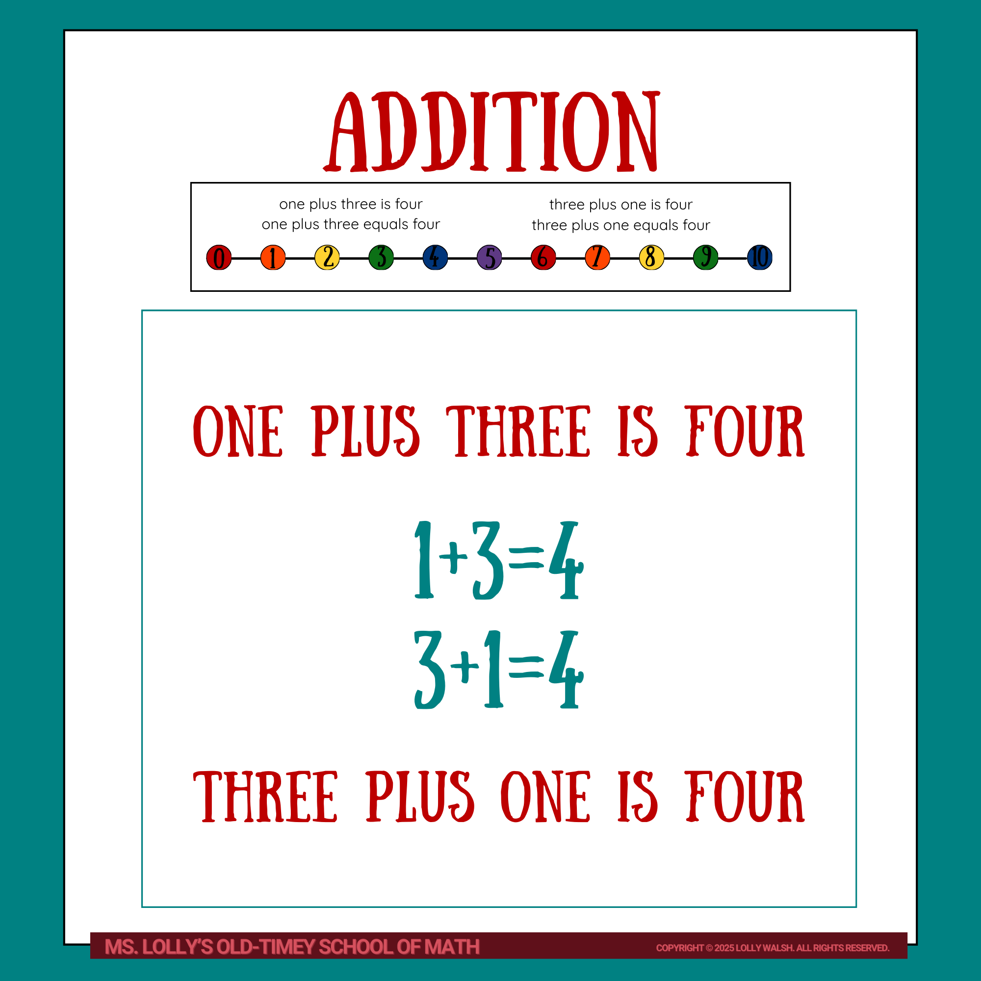 1 + 3 | One Plus Three is Four | Printable Addition Worksheet, 2 pages