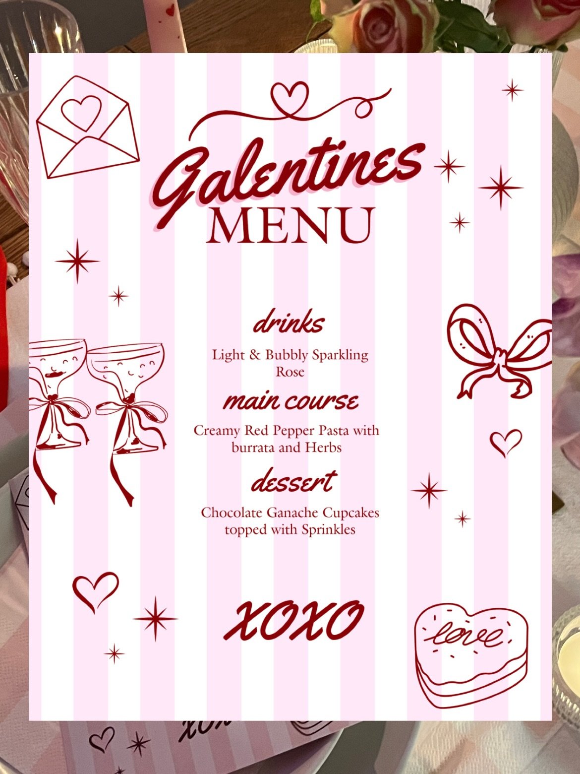 Your invited to a Galentines Dinner ! Menus created using @adobeexpress 💌☺️