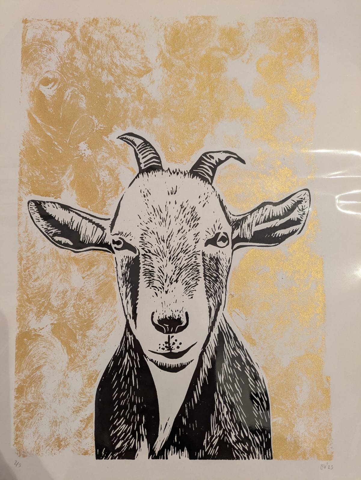 Linolschnitt Ziege
