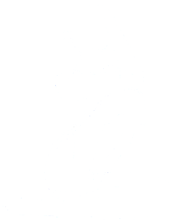 Abstract line drawing of a person in a kneeling, contemplative pose, with hands covering face, on a black background.