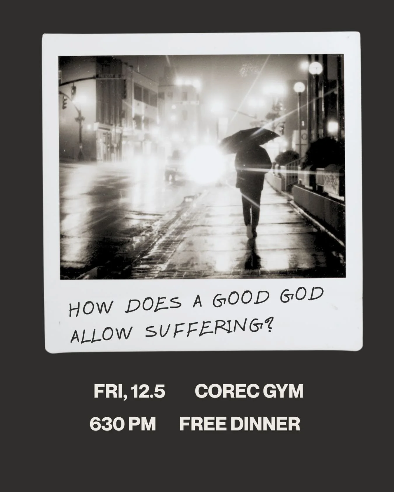 Special talk &amp; free dinner this Friday!
📅 12.7
🕡 6:30 PM
📍CoRec Gym