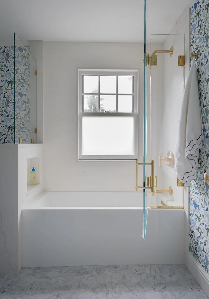 Bathroom remodel at historic home in Brookline MA by custom home builder in Boston area.