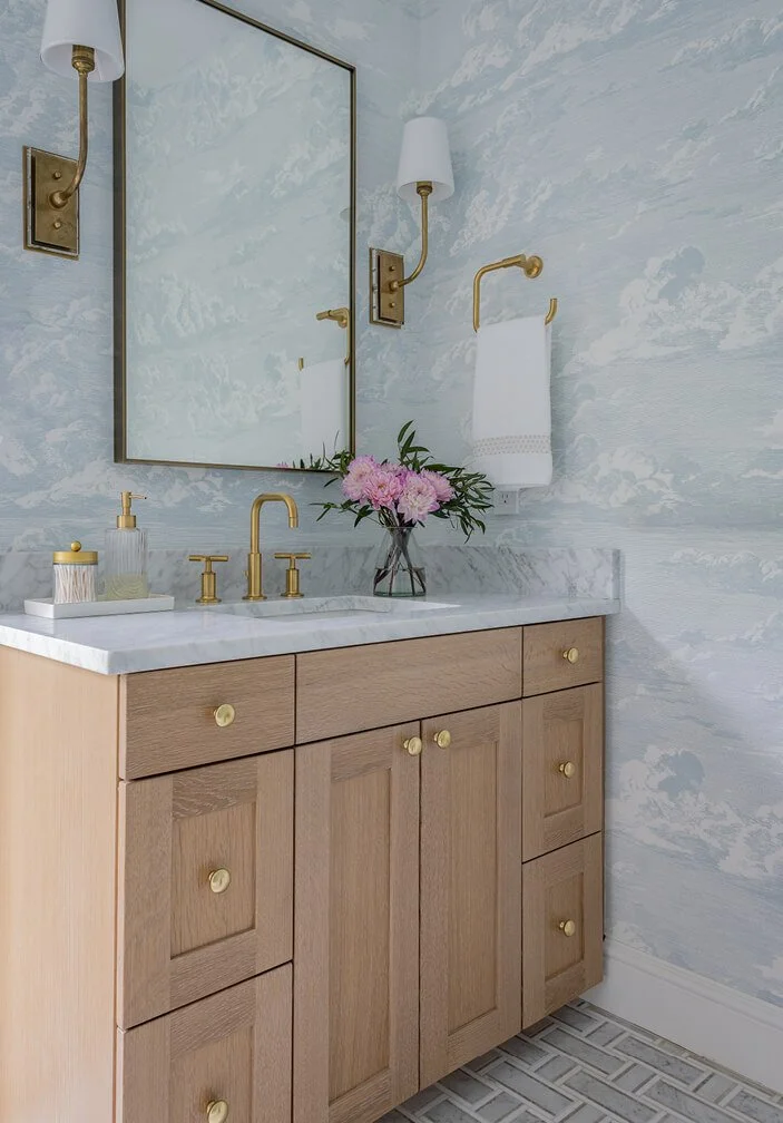 Eastern Massachusetts luxury builders complete bathroom renovation in historic Brookline home during full remodel project.